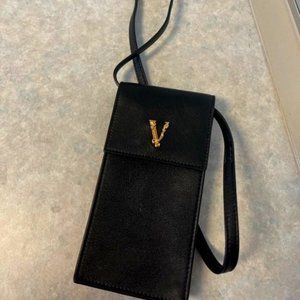Versace Virtus Phone Holder Leather Cross Body Bag
